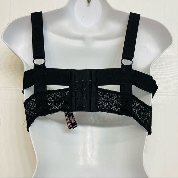 Victoria Secret Banded Lace Very Sexy Push Up Bra Caged Wide Strap Sz 34C Black - Picture 9 of 15